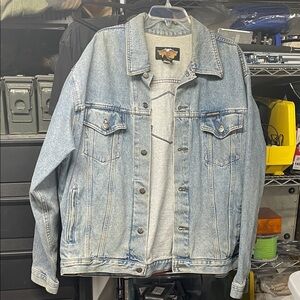 Harley Davidson Men's Embroidered Denim Jean Jacket XL
